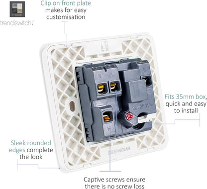 Trendi Switch Fused Spur 13A, Placă Screwless, Negru Mat