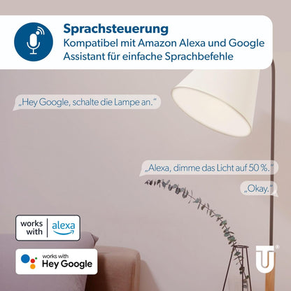 Bec Inteligent UNITEC WiFi LED E27, RGB+CCT, 10W, Dimmabil, Control prin App & Voice