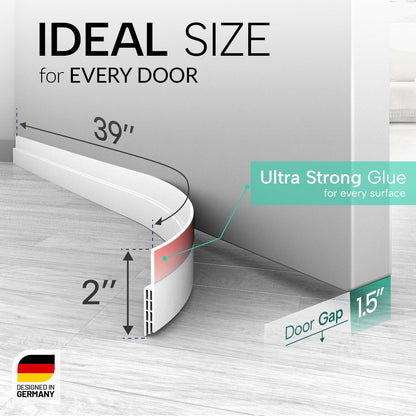Vellure® Door Draft Stopper – Bandă de etanșare pentru partea de jos a ușii, silicon premium, 100 cm, alb