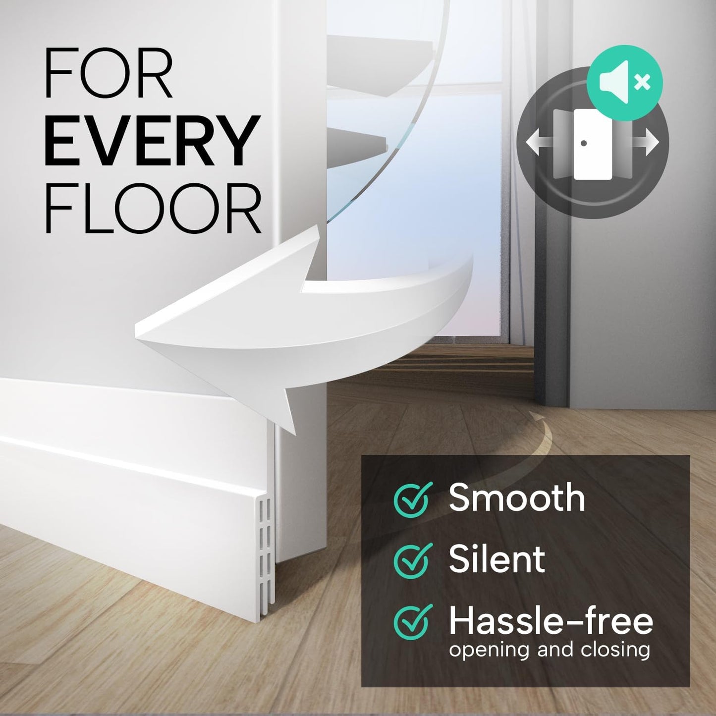 Vellure® Door Draft Stopper – Bandă de etanșare pentru partea de jos a ușii, silicon premium, 100 cm, alb