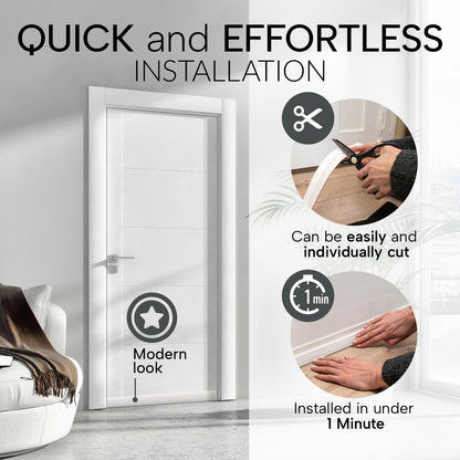 Vellure® Door Draft Stopper – Bandă de etanșare pentru partea de jos a ușii, silicon premium, 100 cm, alb