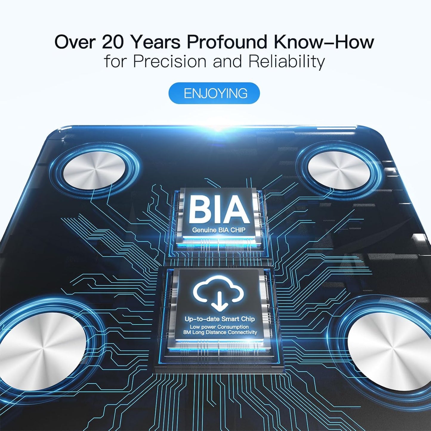 Cântar Inteligent Vitafit Smart Scale – 13 Analize Corporale, Bluetooth, Acuratețe 0,1 lb / 0,05 kg, 182 kg, LED – Negru