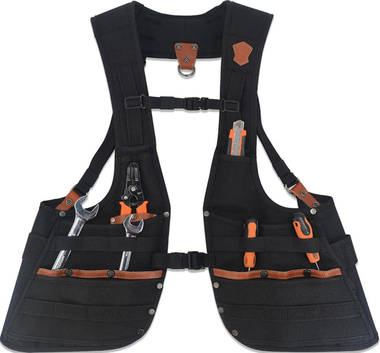 Vestă Profesională pentru Unelte WELKINLAND Top‑G – Piele Buffalo + 1000D Kordura, 33 de buzunare, ajustabilă (mărime L)