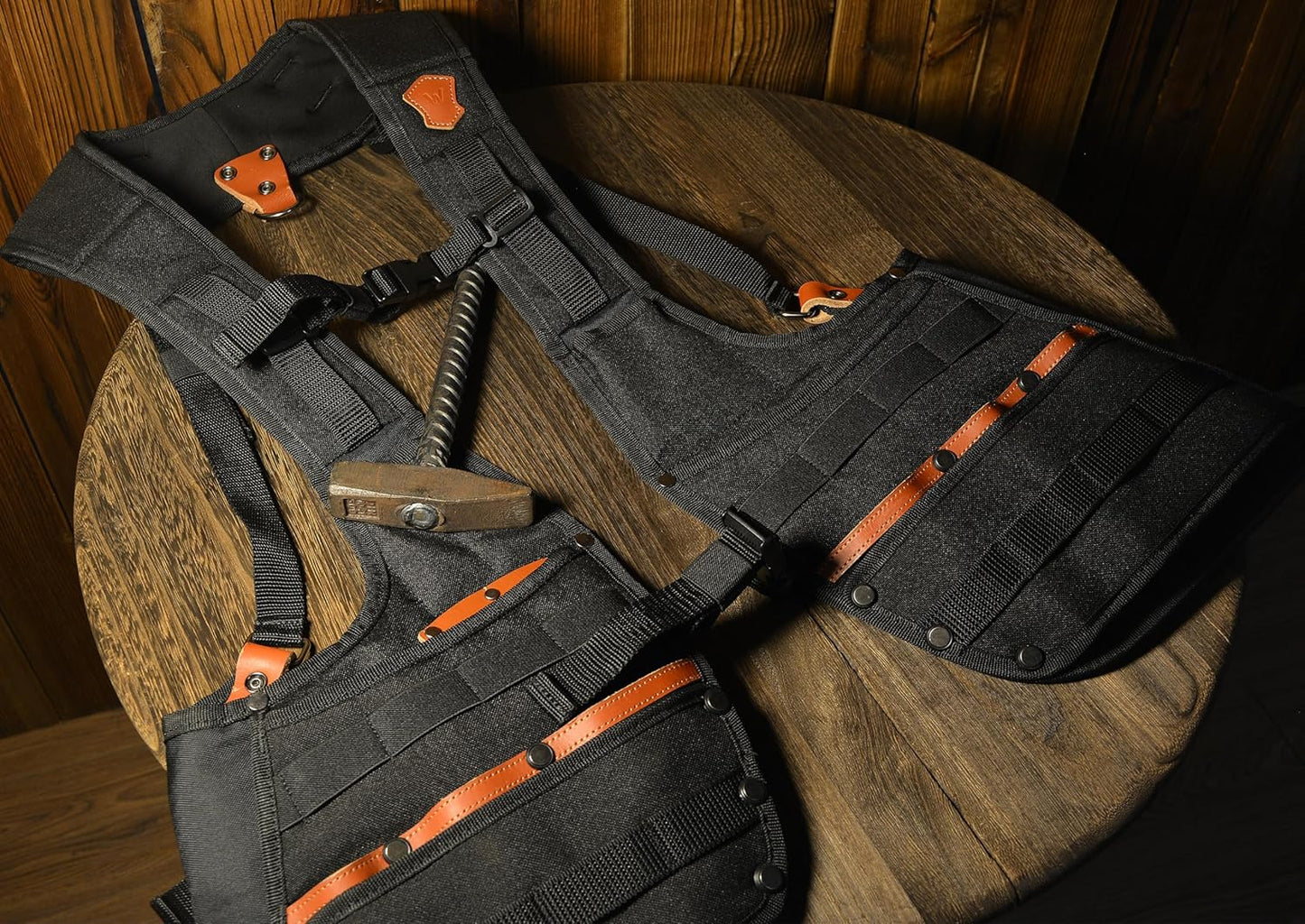 Vestă Profesională pentru Unelte WELKINLAND Top‑G – Piele Buffalo + 1000D Kordura, 33 de buzunare, ajustabilă (mărime L)