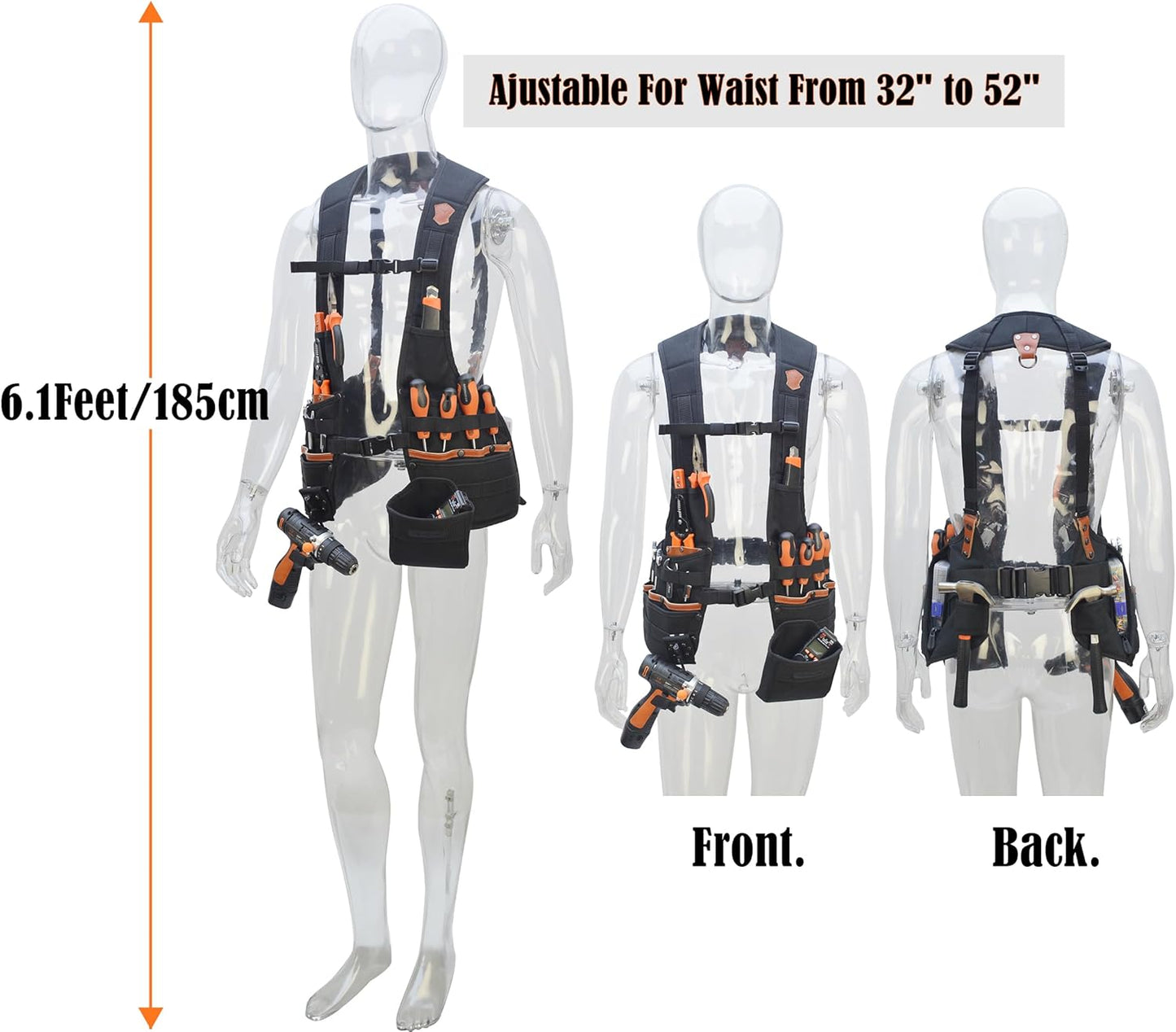 Vestă Profesională pentru Unelte WELKINLAND Top‑G – Piele Buffalo + 1000D Kordura, 33 de buzunare, ajustabilă (mărime L)
