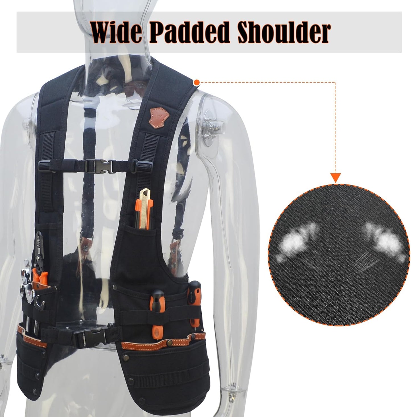 Vestă Profesională pentru Unelte WELKINLAND Top‑G – Piele Buffalo + 1000D Kordura, 33 de buzunare, ajustabilă (mărime L)