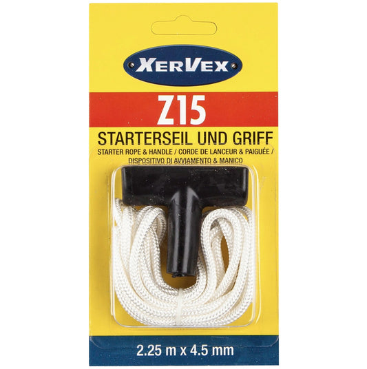 Xervex Starterseil Z15 – Sfoară Pornire Împletită cu Mâner, 2.2 m, 4.5 mm – Universal pentru motoare cu pornire prin rotație