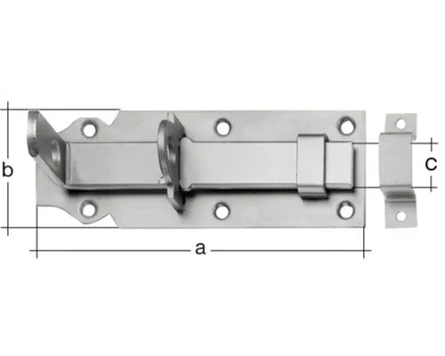 Zăvor metalic universal Alberts, 100×45 mm, oțel inoxidabil – pentru uși, porți și anexe