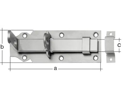 Zăvor metalic universal Alberts, 100×45 mm, oțel inoxidabil – pentru uși, porți și anexe