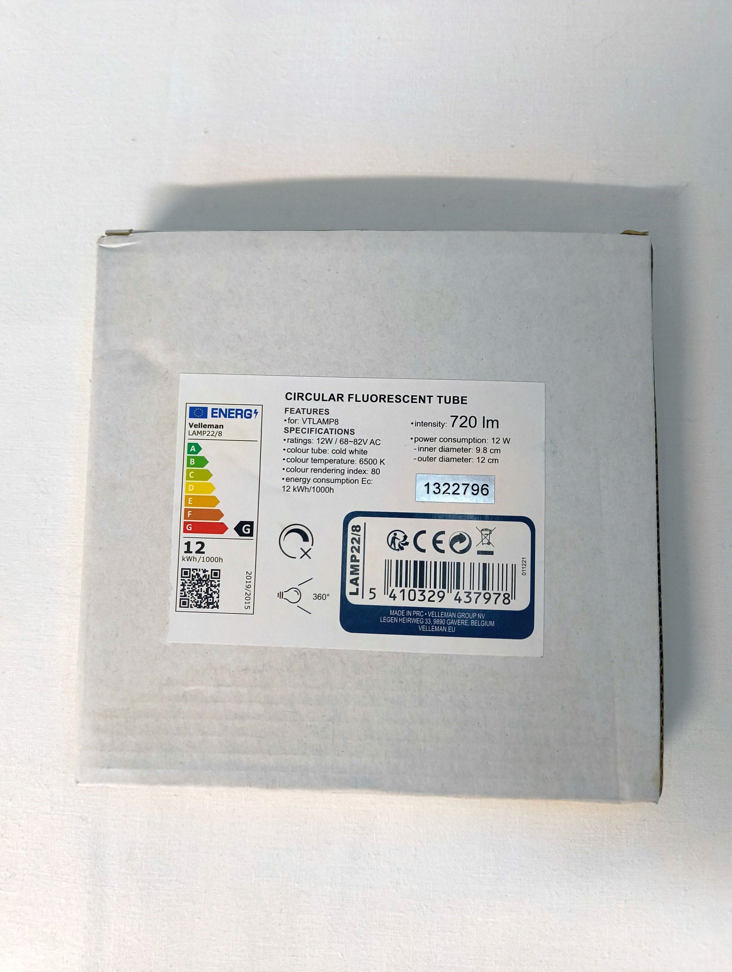 Tub fluorescent circular Velleman LAMP22/8, T4, 12W, 6500K, 720 lm – Înlocuire pentru lampa cu lupă VTLAMP8